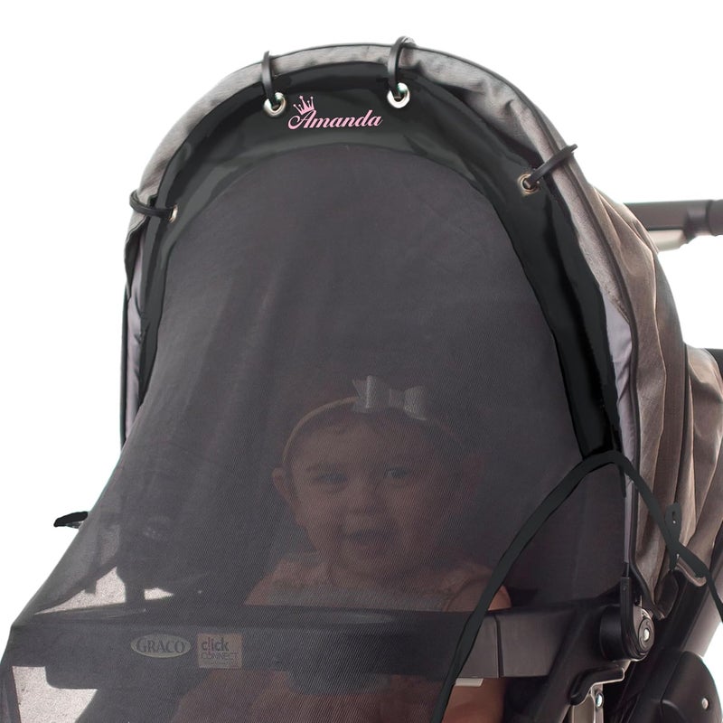 IntiMom Stroller Sun Shade - Universal UV Protection Cover for Strollers Sunshade with See Through, Clip-On Sun Blocker, Sun Shield for Baby, Breathable Adjustable Fit, Full Coverage, Custom - Image 2